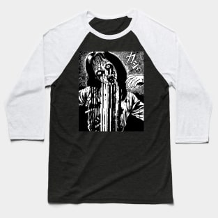 Dead Girl Artwork in Black and White Baseball T-Shirt